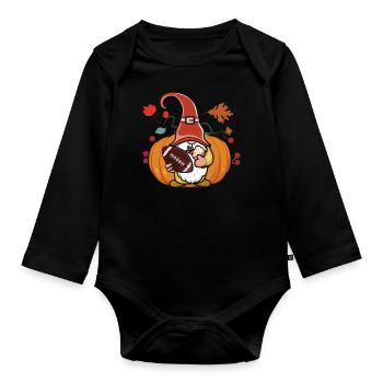 Rugby Gnome Elf Football Fan Thanksgiving - Baby Bio-Langarm-Body - Schwarz - Vorne