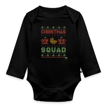 Ugly Happy December Holiday Squad Ugly Christmas - Baby Bio-Langarm-Body - Schwarz - Vorne