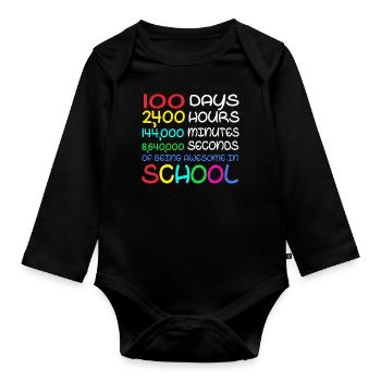100e jour minutes impressionnant 100 jours d’école - Body Bébé bio manches longues - noir - Devant