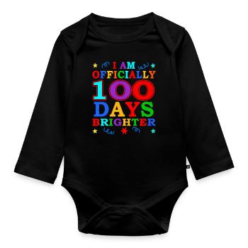 100e jour plus lumineux 100 jours d’école - Body Bébé bio manches longues - noir - Devant