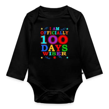 100th Day Wiser 100 Days Of School - Organic Longsleeve Baby Bodysuit - black - Front