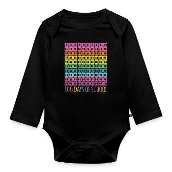 Anzahl Schüler 100. Tag 100 Tage Schule - Baby Bio-Langarm-Body - Schwarz - Vorne