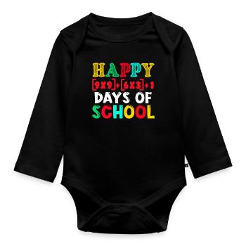 Math Student Happy 100th Day 100 Days Of School - Organic Longsleeve Baby Bodysuit - black - Front