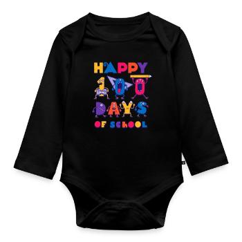 Monster Student Happy 100th Day 100 Days Of School - Organic Longsleeve Baby Bodysuit - black - Front