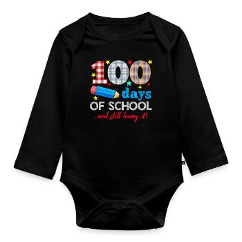 Plaid 100e jour toujours aimant 100 jours d’école - Body Bébé bio manches longues - noir - Devant