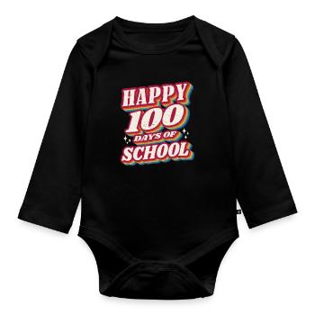 Retro Student Happy 100th Day 100 Days Of School - Organic Longsleeve Baby Bodysuit - black - Front