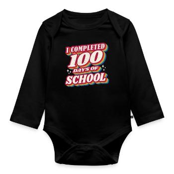 Retro Student 100th Day Complete 100 Day Of School - Baby Bio-Langarm-Body - Schwarz - Vorne
