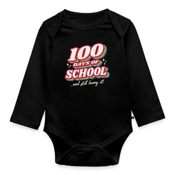 Étudiant rétro 100e jour aimant 100 jours d’école - Body Bébé bio manches longues - noir - Devant