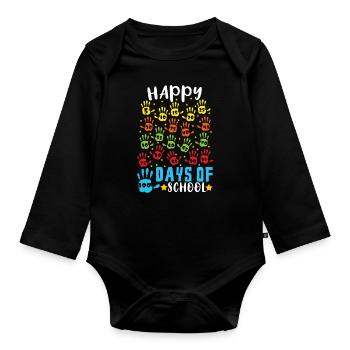 Mains Étudiant heureux 100e jour 100 jours d’école - Body Bébé bio manches longues - noir - Devant