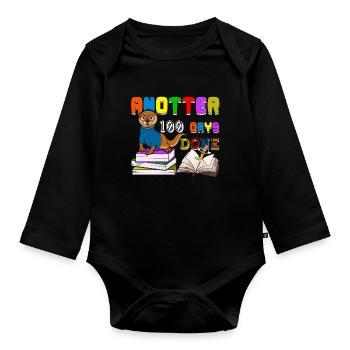 Happy 100th Day Otter 100 Tage Schule - Baby Bio-Langarm-Body - Schwarz - Vorne