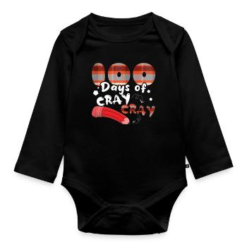 100e jour Plaid Colors 100 jours d’école - Body Bébé bio manches longues - noir - Devant