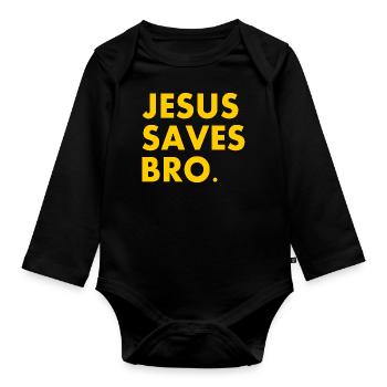 Jesus saves bro - Body Bébé bio manches longues - noir - Devant
