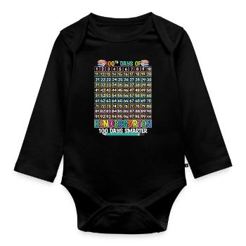 Smart 100e jour de maternelle 100 jours d’école - Body Bébé bio manches longues - noir - Devant
