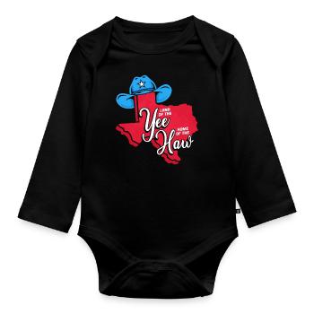 Yee Texas Design für stolze Texaner - Baby Bio-Langarm-Body - Schwarz - Vorne