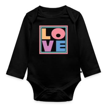 Coole bunte Liebe Quadrat Geschenk Männer Frauen & Kinder - Baby Bio-Langarm-Body - Schwarz - Vorne