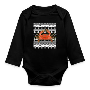 Pull de Noël moche Tshirt Crabe de Noël - Body Bébé bio manches longues - noir - Devant
