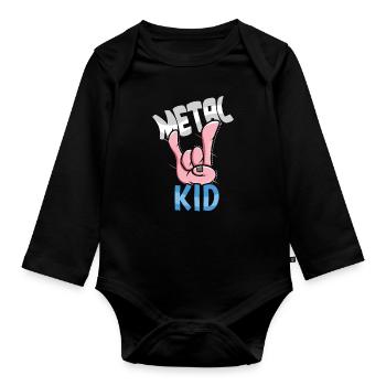 Rock Sign Rock Hand Metal Kid Music Lover Rocker - Organic Longsleeve Baby Bodysuit - black - Front