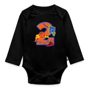 Basketball 2nd Birthday Party Numéro 2 - 2 ans - Body Bébé bio manches longues - noir - Devant