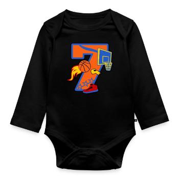 Basketball 7. Geburtstagsparty Nummer 7 - 7 Jahre - Baby Bio-Langarm-Body - Schwarz - Vorne