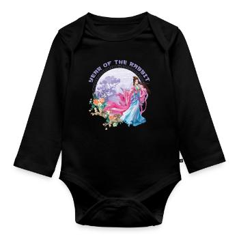 Majestic Rabbit 2023 Year Happy Chinese New Year - Baby Bio-Langarm-Body - Schwarz - Vorne