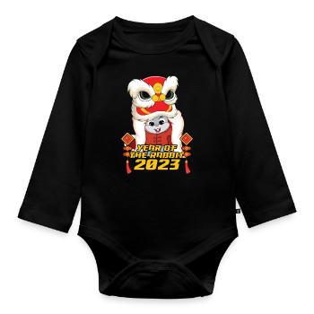 Dragon Rabbit 2023 New Year Happy Chinese New Year - Baby Bio-Langarm-Body - Schwarz - Vorne