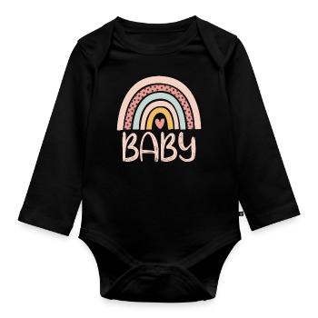 Baby Cute Rainbow - Organic Longsleeve Baby Bodysuit - black - Front