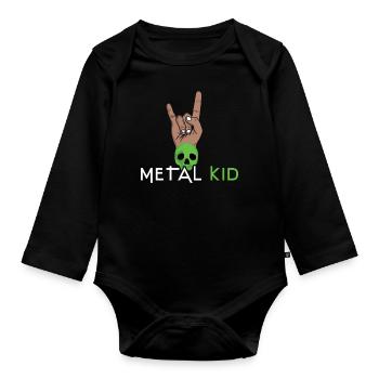 Rock Sign Rock Hand Metal Kid Music Lover Skeleton - Organic Longsleeve Baby Bodysuit - black - Front