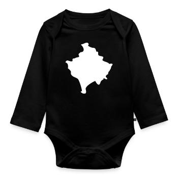 Drapeau de la carte du Kosovo - Body Bébé bio manches longues - noir - Devant