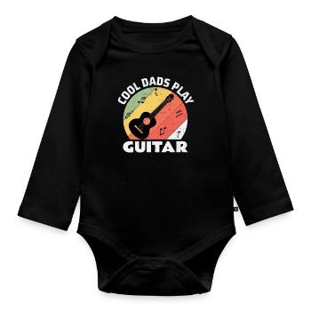 Acoustic Guitar Player Guitarist Dad Fathers day - Organic Longsleeve Baby Bodysuit - black - Front