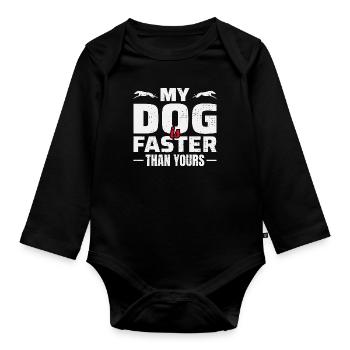 Greyhound Racing Dog Pet Race Animal Racer - Organic Longsleeve Baby Bodysuit - black - Front