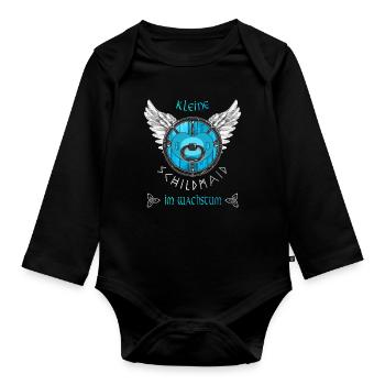Kleine Schildmaid im Wachstum - Lagerthas Wikinger - Baby Bio-Langarm-Body - Schwarz - Vorne