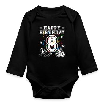 Football Birthday 8 years Football jersey Football - Organic Longsleeve Baby Bodysuit - black - Front