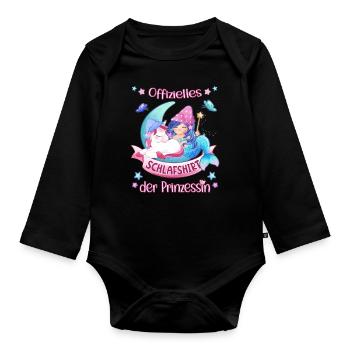 Ma chemise de nuit officielle Licorne Sirène - Body Bébé bio manches longues - noir - Devant