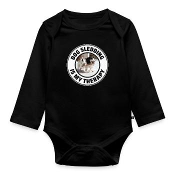 Husky Schlitten Hunderennen Alaskan Racers - Baby Bio-Langarm-Body - Schwarz - Vorne