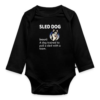 Husky Schlitten Hunderennen Alaskan Racers - Baby Bio-Langarm-Body - Schwarz - Vorne