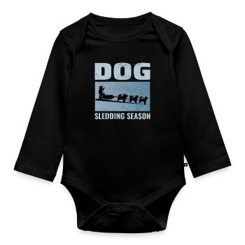 Husky Schlitten Hunderennen Alaskan Racers - Baby Bio-Langarm-Body - Schwarz - Vorne