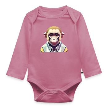 Singe polygonal - Body Bébé bio manches longues - mauve - Devant