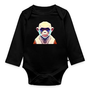 Polygon Affe - Baby Bio-Langarm-Body - Schwarz - Vorne