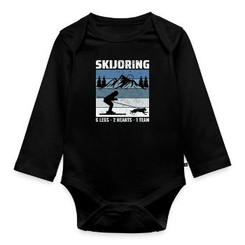 Dog Skijoring Extreme Winter Sport Ski Race Racing - Organic Longsleeve Baby Bodysuit - black - Front
