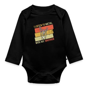 Vintage Metal With Brother Metal Kid Music Lover - Baby Bio-Langarm-Body - Schwarz - Vorne