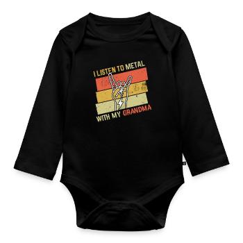 Vintage Metal With Grandmom Metal Kid Music Lover - Baby Bio-Langarm-Body - Schwarz - Vorne