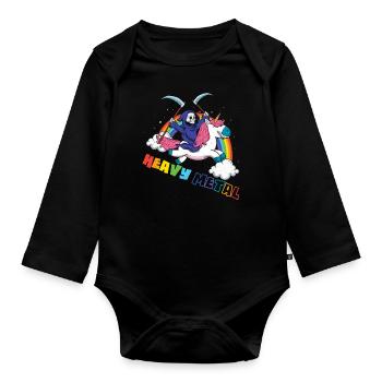 Métal Lourd Licorne Squelette Rocker Rock Heavy - Body Bébé bio manches longues - noir - Devant