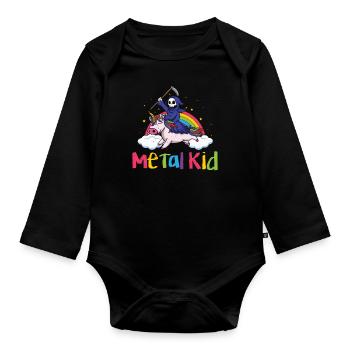 Metal Kid Music Licorne Squelette Grim Rock Heavy - Body Bébé bio manches longues - noir - Devant