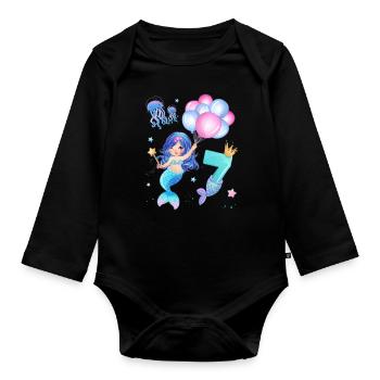 Chemise d’anniversaire Sirène - Fille 7 ans - Body Bébé bio manches longues - noir - Devant