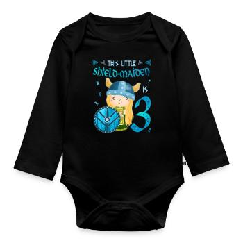 Schildmaid - Birthday 3 years Nordic Vikings - Organic Longsleeve Baby Bodysuit - black - Front