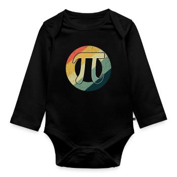 Vintage March Math Holiday Mathematics Funny Pi - Organic Longsleeve Baby Bodysuit - black - Front