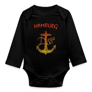 Hamburg Digga - Baby Bio-Langarm-Body - Schwarz - Vorne