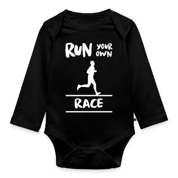 Marathon Triathlon Running Jogging Biking Cycling - Organic Longsleeve Baby Bodysuit - black - Front