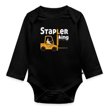 Funny Forklift Driver Boss Truck Operator Forklift - Organic Longsleeve Baby Bodysuit - black - Front