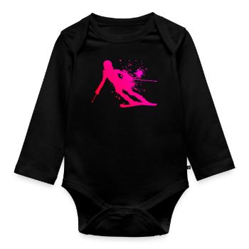Skiing Freestyle Skifahrer Skifahren Ski - Baby Bio-Langarm-Body - Schwarz - Vorne